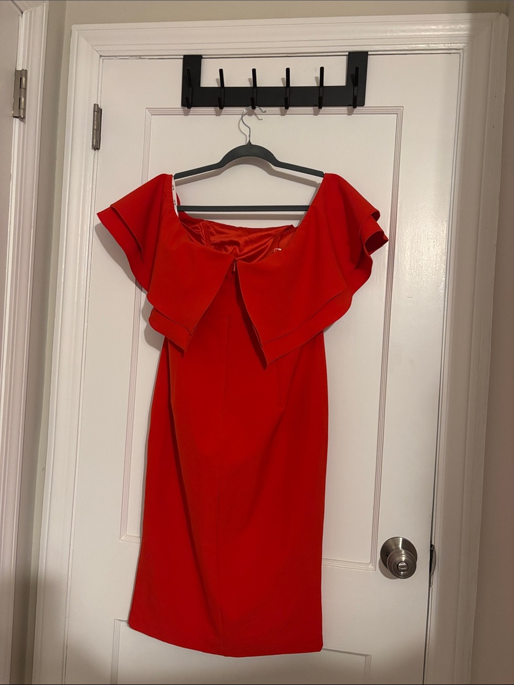 Bardot Red One-Shoulder Ruffle Sheath Dress - Picture 3 of 3